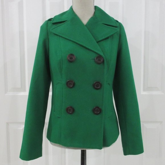 Old Navy Jackets & Blazers - Old Navy Wool/Poly Blend Green Pea Coat Size XS
